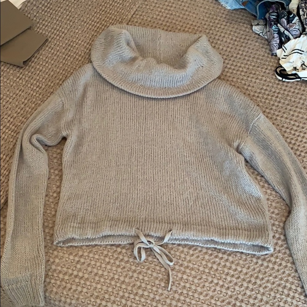 Cowl Neck Gray Sweater
